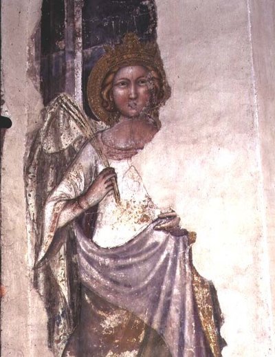Figura incoronata che tiene un ramo di palma, possibilmente un angelo da Italian School