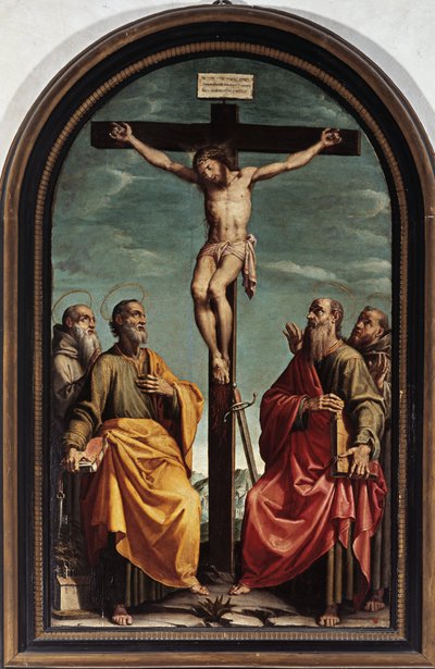 Crocifissione con San Pietro, Paolo, Romualdo e Francesco da Italian School