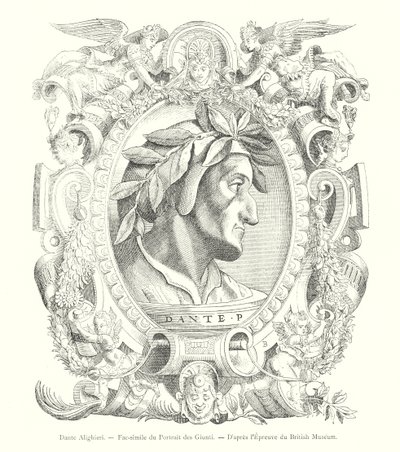 Dante Alighieri, fac-simile del ritratto dei Giunti, secondo la prova del British Museum da Italian School