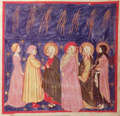 Dante e Beatrice con i santi del Paradiso, dalla Divina Commedia di Dante Alighieri (1265-1321) da Italian School