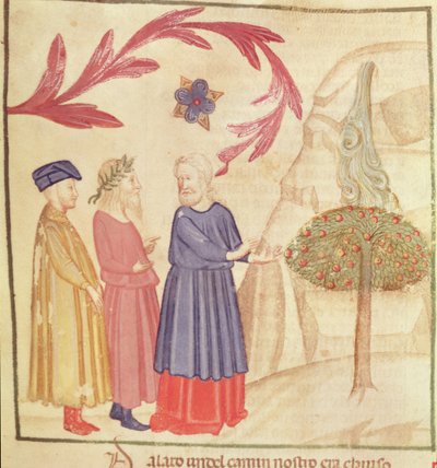Dante e Virgilio (70-19 a.C.) nel Paradiso Terrestre, dalla Divina Commedia di Dante Alighieri (1265-1321) da Italian School