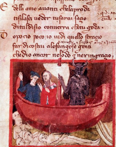 Dante e Virgilio sulla barca di Flegias incontrano Filippo Argenti (canto 8 dell