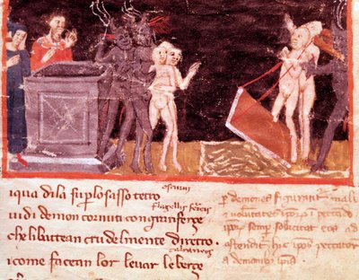 Dante e Virgilio circondati dai ruffiani e seduttori (canto 18 dell