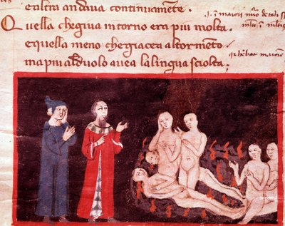 Dante e Virgilio circondati dai violenti (canto 14 dell