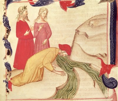 Dante che si purifica prima di entrare in paradiso, dalla Divina Commedia di Dante Alighieri (1265-1321) da Italian School
