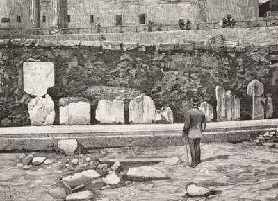 Emiciclo decorativo nel Foro Romano, Roma, Italia (incisione) da Italian School
