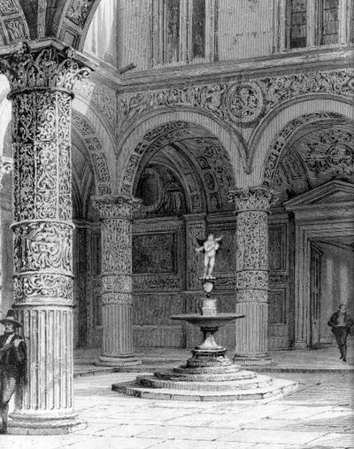 Cortile del Palazzo Vecchio (dettaglio) da Italian School
