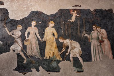 Dettaglio degli affreschi, Camera Pinta (Stanza Dipinta) da Italian School