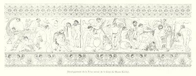 Sviluppo del fregio attorno alla cista del Museo Kircher (incisione) da Italian School
