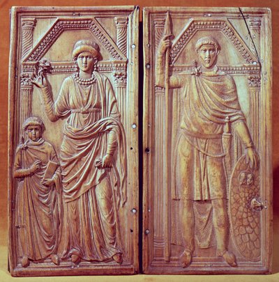 Dittico raffigurante Stilicone (c.365-408), Serena ed Euchario da Italian School