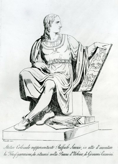 Disegno di una statua di Giovanni Ceccarini di Raffaello Sanzio da Urbino da Italian School
