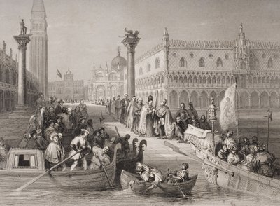 Imbarco del Doge, Venezia, inciso da Challis da Italian School