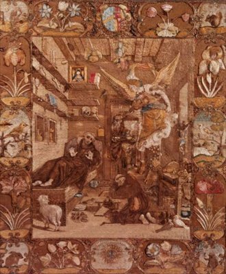 Quadro ricamato di San Francesco in Estasi, dopo un dipinto di Paolo Piazza, 1599-1622 da Italian School