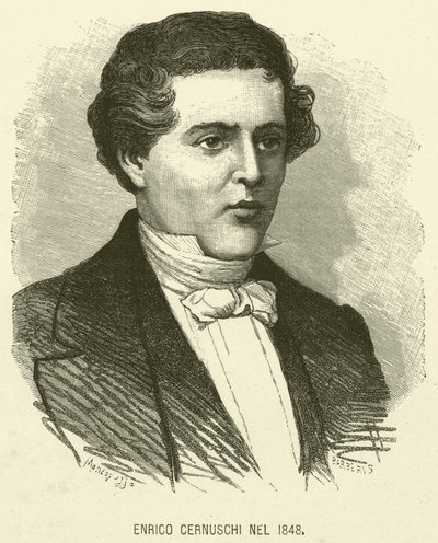 Enrico Cernuschi Nel 1848 (incisione) da Italian School