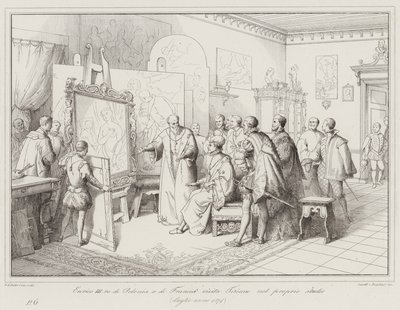 Enrico III re di Polonia e di Francia visita Tiziano nel proprio studio da Italian School