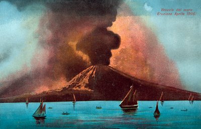 Eruzione del Vesuvio, aprile 1906 (litografia a colori) da Italian School