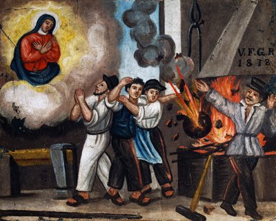 Esplosione al lavoro, ex-voto da Italian School