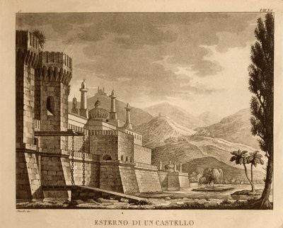 Esterno di un castello, scenografia per l