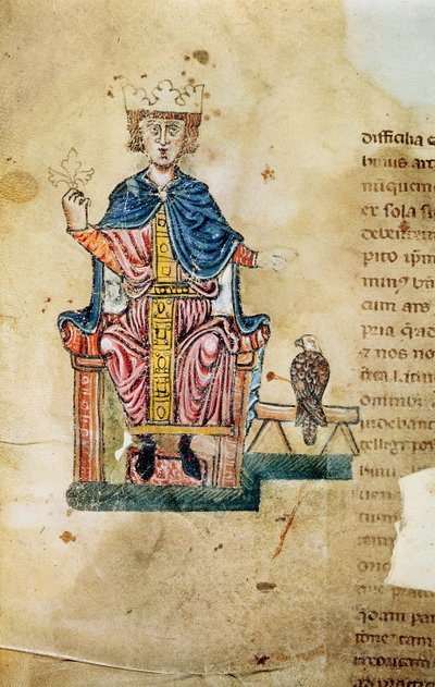 Federico II di Svevia, illustrazione da De arte venandi cum avibus, c.1220-50 da Italian School