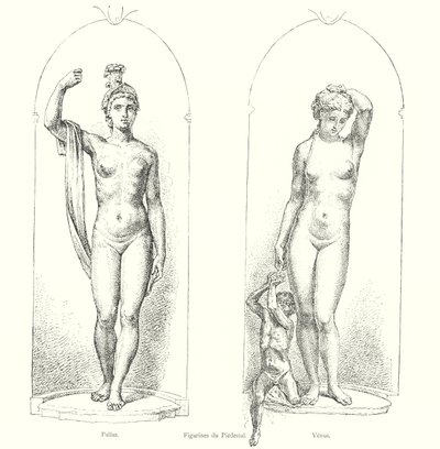 Figurine del Piedistallo, Pallade, Venere (incisione) da Italian School
