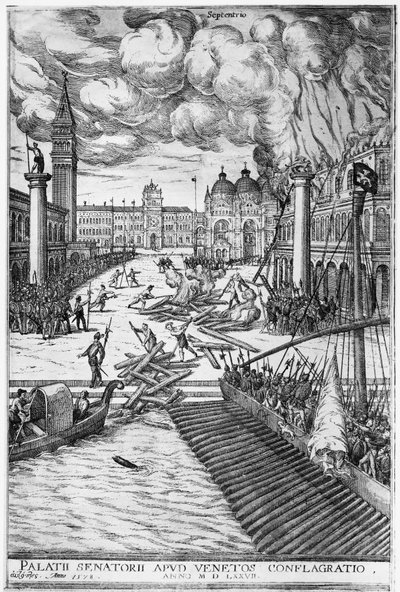 Incendio al Palazzo Ducale di Venezia da Italian School