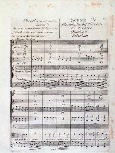 Prima pagina della partitura di Lodoiska (scena 4), opera di Luigi Cherubini da Italian School