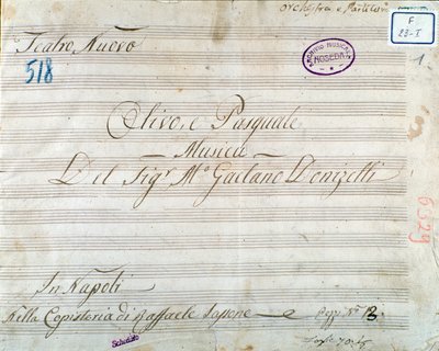 Prima pagina di spartito musicale dall