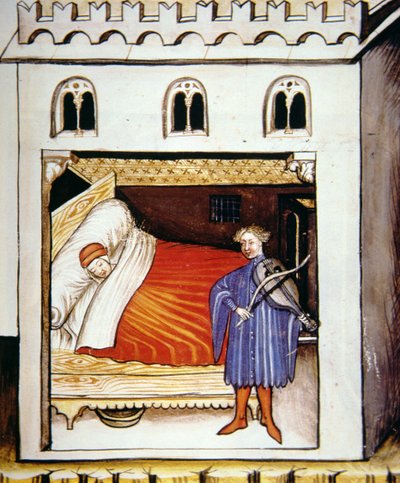 Sonno, illustrazione dal Tacuinum Sanitatis Codex Vindobonensis da Italian School