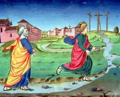 Fol.129vb Maria Maddalena annuncia la resurrezione a Simon Pietro da Italian School