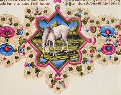 Fol.245V Un unicorno, dalla Bibbia di Borso d