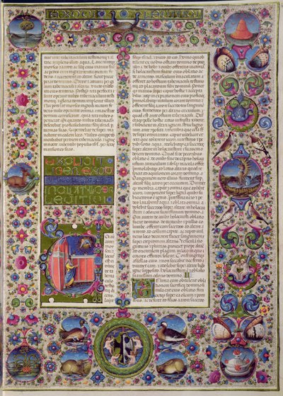Parole di apertura del Levitico, dalla Bibbia di Borso d