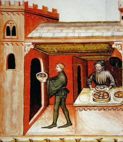 Carne e la sua gelatina, illustrazione dal Tacuinum Sanitatis Codex Vindobonensis da Italian School