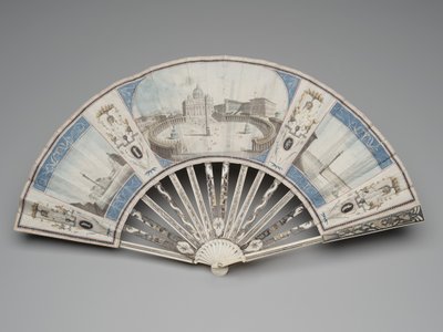 Ventaglio pieghevole con vedute dei monumenti di Roma, c.1780s-1790s da Italian School