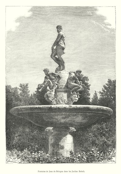 Fontana di Jean de Bologne nei Giardini di Boboli (incisione) da Italian School
