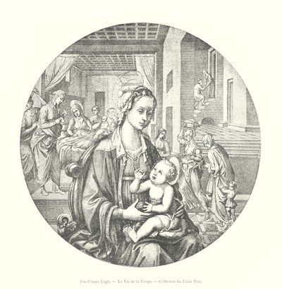 Fra Filippo Lippi, la vita della Vergine, Collezione del Palazzo Pitti (incisione) da Italian School