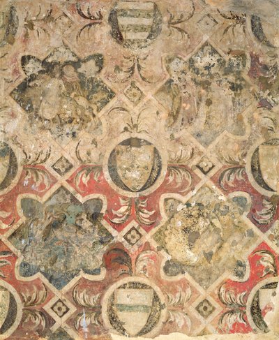 Frammento di un affresco decorato con stemmi da Italian School