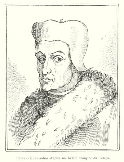 Francesco Guicciardini, da un disegno anonimo del tempo (incisione) da Italian School
