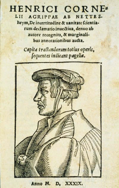 Frontespizio di De Incertitudine et Vanitate Scientiarum Declamato Invectiva, di Heinrich Cornelius Agrippa, 1539 da Italian School