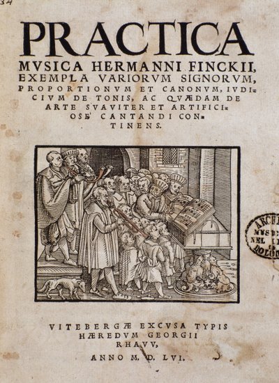 Frontespizio di Practica musica di Hermann Finck (1527-1558) da Italian School