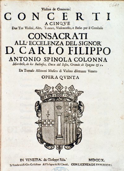 Frontespizio della partitura musicale di 