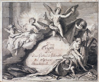 Frontespizio della partitura musicale di Due trietti per due violini e violoncello di Luigi Boccherini da Italian School