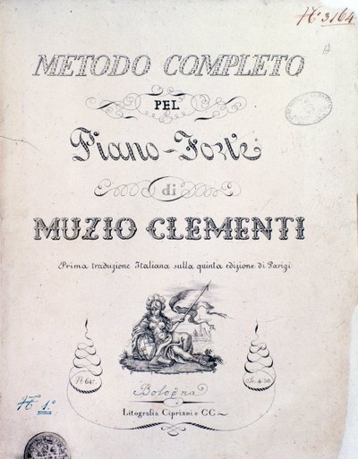 Frontespizio del manuale, Metodo completo per il pianoforte di Muzio Clementi da Italian School