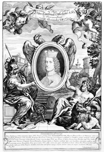 Frontespizio di Veteres arcus Augustorum triumphis insignes con un ritratto del cardinale Pietro Ottoboni, inciso da Robert van Audenaerde, 1690 da Italian School