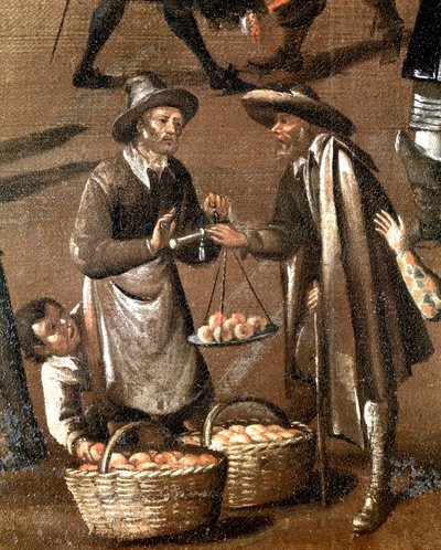 Venditore di frutta e piccolo ladro (dettaglio) da Italian School