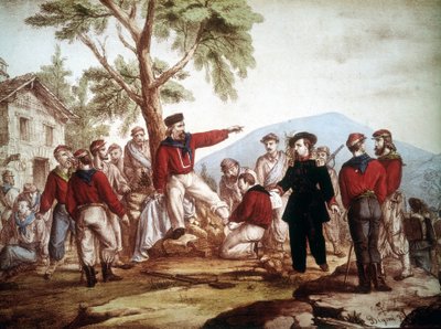 Garibaldi (1807-1882) ferito ad Aspromonte da Italian School