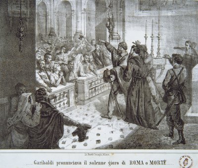 Garibaldi pronuncia la famosa frase, Roma o Morte da Italian School