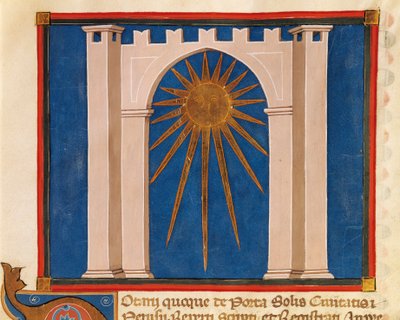 Porta del Sole, miniatura dal Registro dei Notai di Perugia, manoscritto, Italia XIV secolo da Italian School
