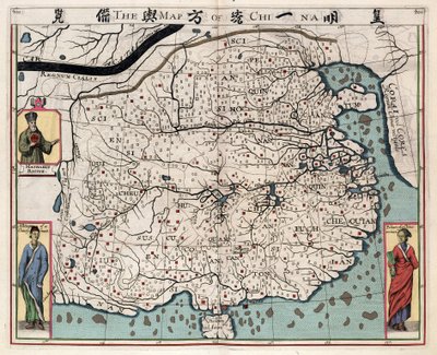 Mappa geografica della Cina da "A discourse of the kingdom of China, taken out of Ricius and Trigautius" di Matteo Ricci (1552-1610) da Italian School