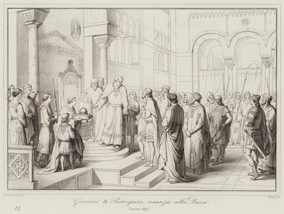 Giovanni II Partecipazio rinuncia alla Ducea, 887 da Italian School
