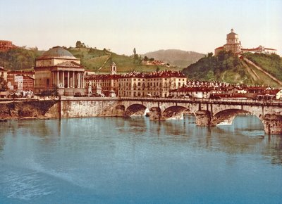 Gran Madre di Dio (in primo piano) e Santa Maria di Monte dei Cappuccini, Torino, pubblicato c.1890 da Italian School